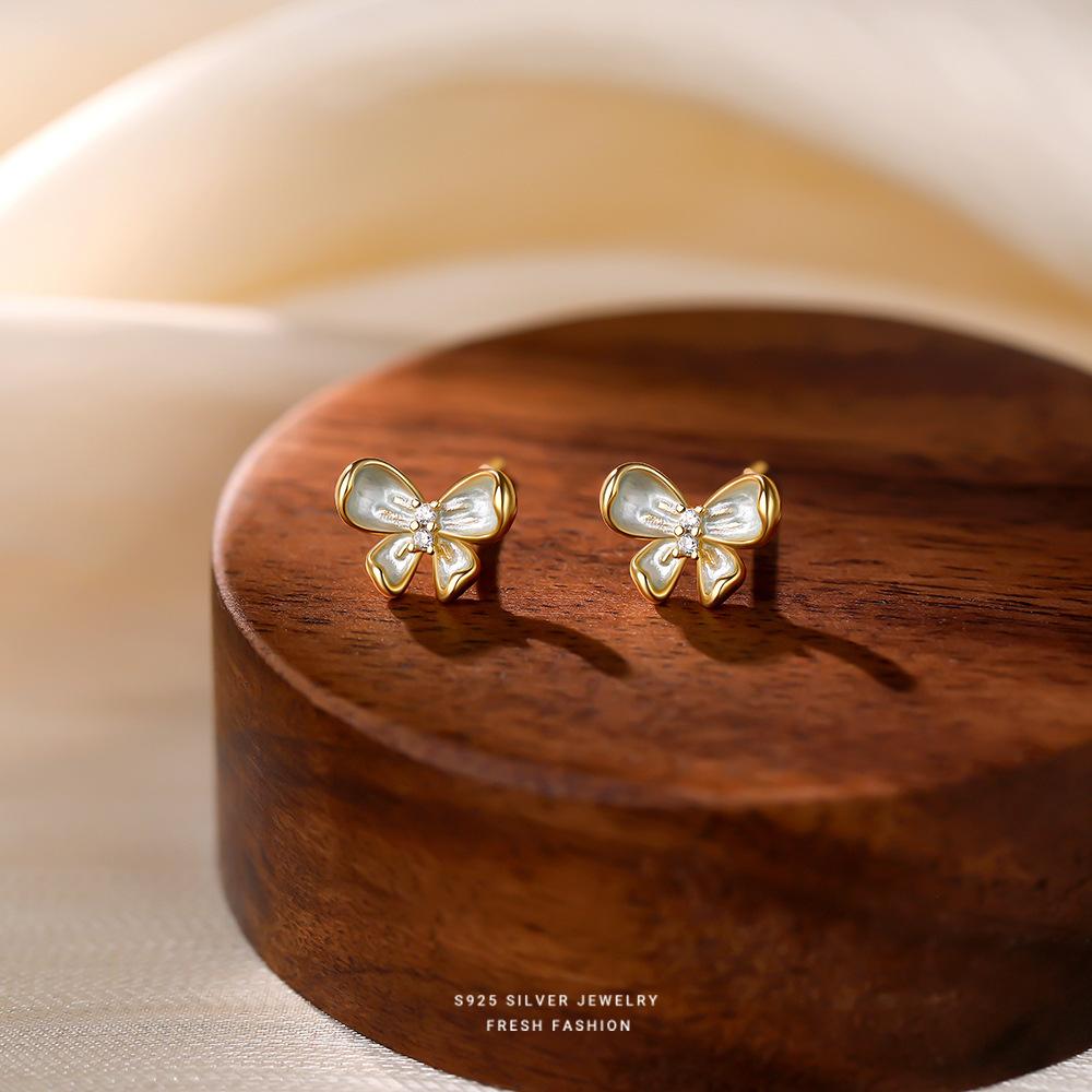 S925 Sterling Silver Gold Plated Butterfly Stud Earrings with Zircon, Dainty Fresh Fashion Jewelry for Women золотой
S925 Sterling Silver Gold Plated Butterfly Stud Earrings with Zircon, Dainty Fresh Fashion Jewelry for Women золотой