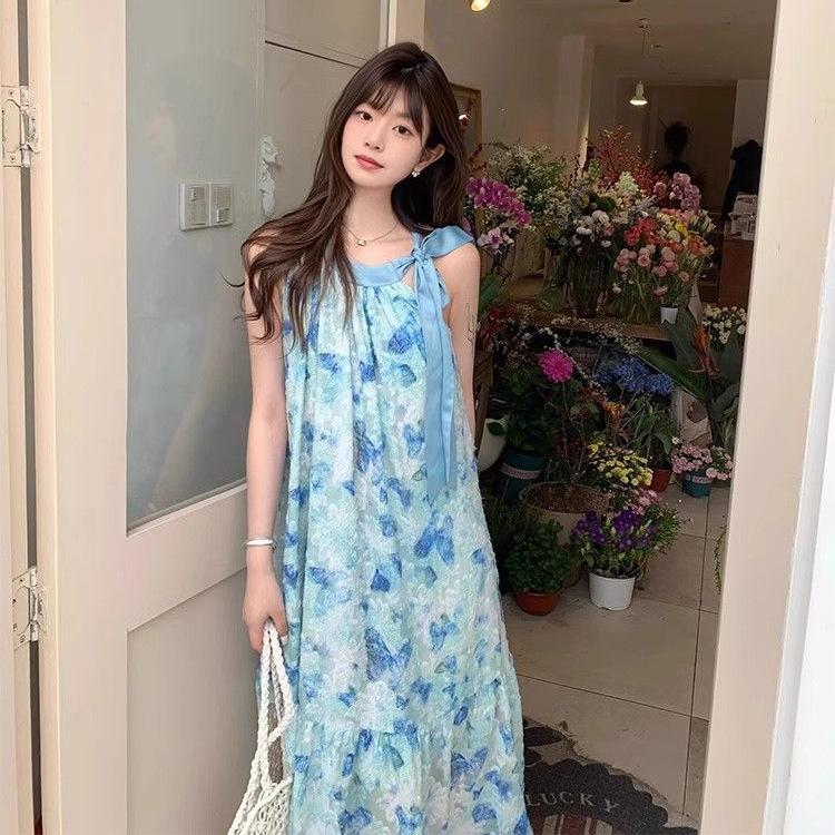 Seaside vacation wind blue butterfly girlish feeling lace-up neck dress female summer small fairy long skirt S светло-синий
Seaside vacation wind blue butterfly girlish feeling lace-up neck dress female summer small fairy long skirt S светло-синий