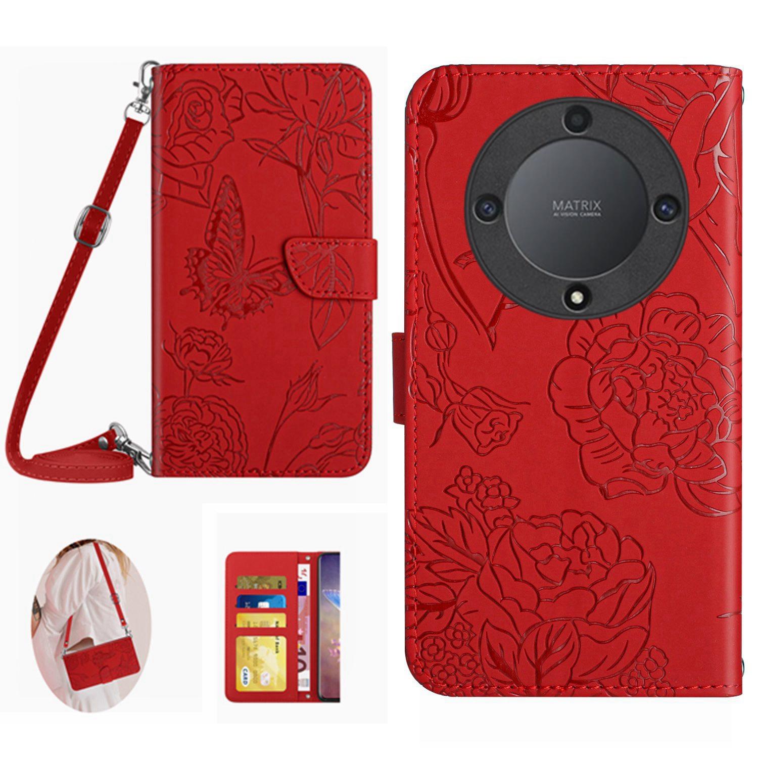 HT03 For Honor Magic5 Lite 5G/X9a 5G Phone Stand Case Butterfly Flowers Imprinted Wallet Leather Cover with Shoulder Strap Red
HT03 For Honor Magic5 Lite 5G/X9a 5G Phone Stand Case Butterfly Flowers Imprinted Wallet Leather Cover with Shoulder Strap Red