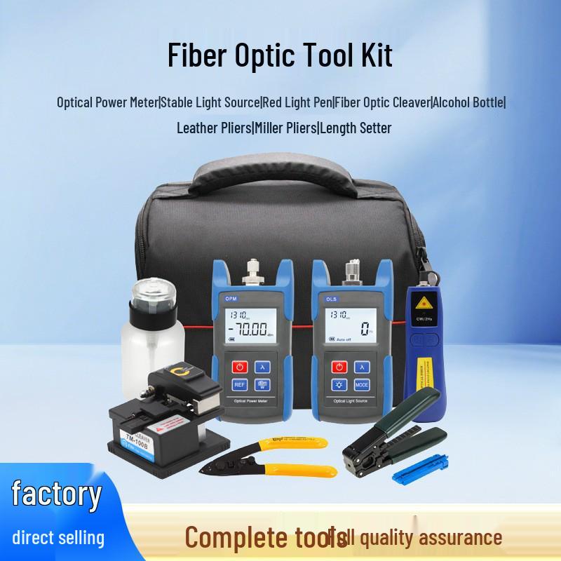 FTTH Fiber Optic Tool Kit: Power Meter, Light Source, Cleaver, and Tool Bag. Fiber Optic Tool Set English Version
FTTH Fiber Optic Tool Kit: Power Meter, Light Source, Cleaver, and Tool Bag. Fiber Optic Tool Set English Version