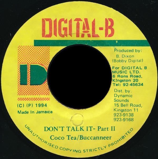 7inch Record COCOA TEA / BUCCANEER - Don t Talk It - Part II NONE Digital-B 1994 Jamaica Reggae, Ska & Dub Used
7inch Record COCOA TEA / BUCCANEER - Don t Talk It - Part II NONE Digital-B 1994 Jamaica Reggae, Ska & Dub Used