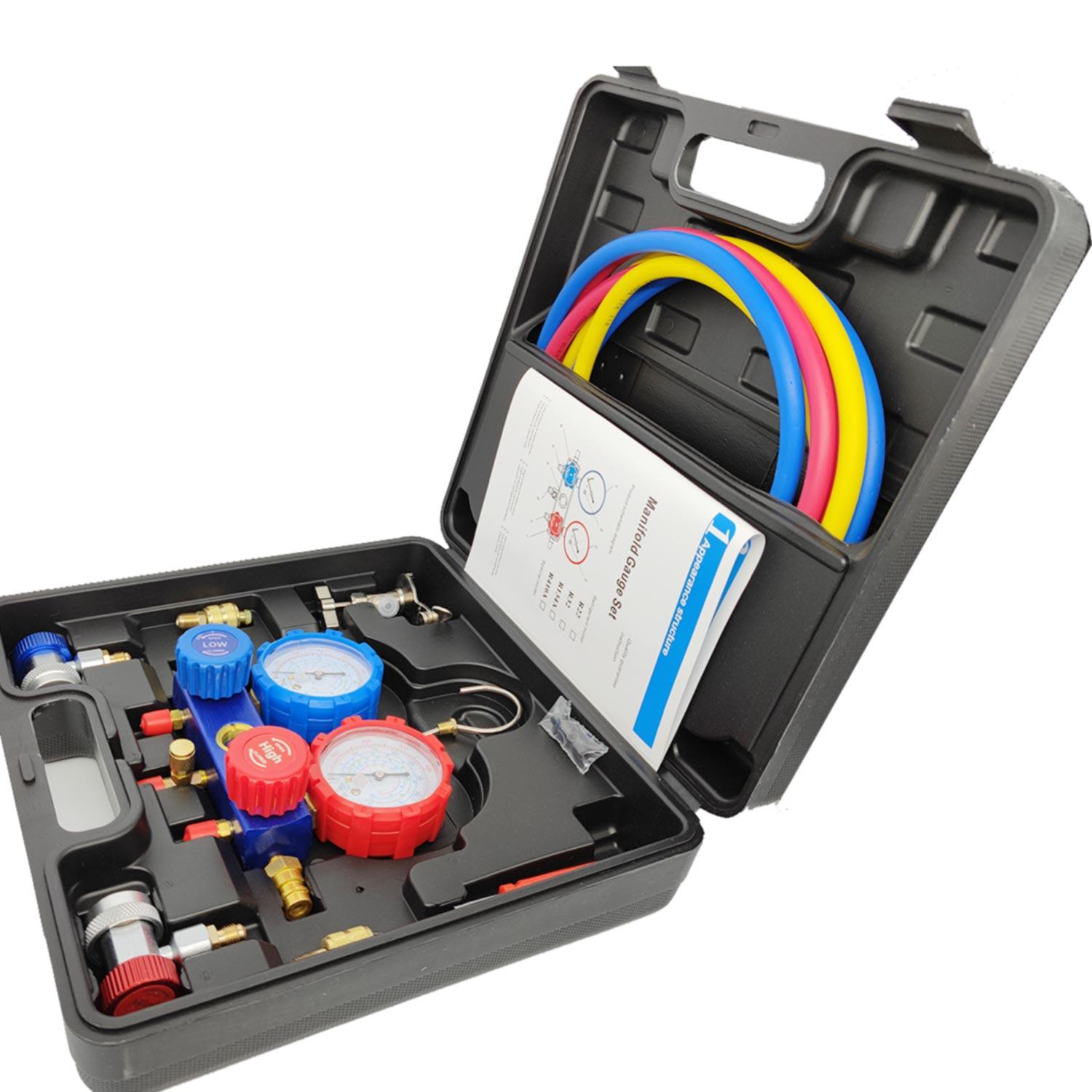 Набор автомобильных инструментов для холодильного оборудования, кондиционера, манометра, инструменты для обслуживания, манометр для добавления фреона для R22 R-410A R-134a R-404A
Набор автомобильных инструментов для холодильного оборудования, кондиционера, манометра, инструменты для обслуживания, манометр для добавления фреона для R22 R-410A R-134a R-404A