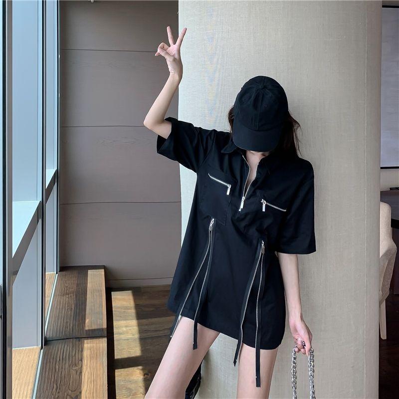 Zipper Design Women s Shirt Half Open Collar Pullover Solid Color Famele Short Sleeved Shirts Fashionable Ladies Commuting Tops XXL чорний
Zipper Design Women s Shirt Half Open Collar Pullover Solid Color Famele Short Sleeved Shirts Fashionable Ladies Commuting Tops XXL чорний