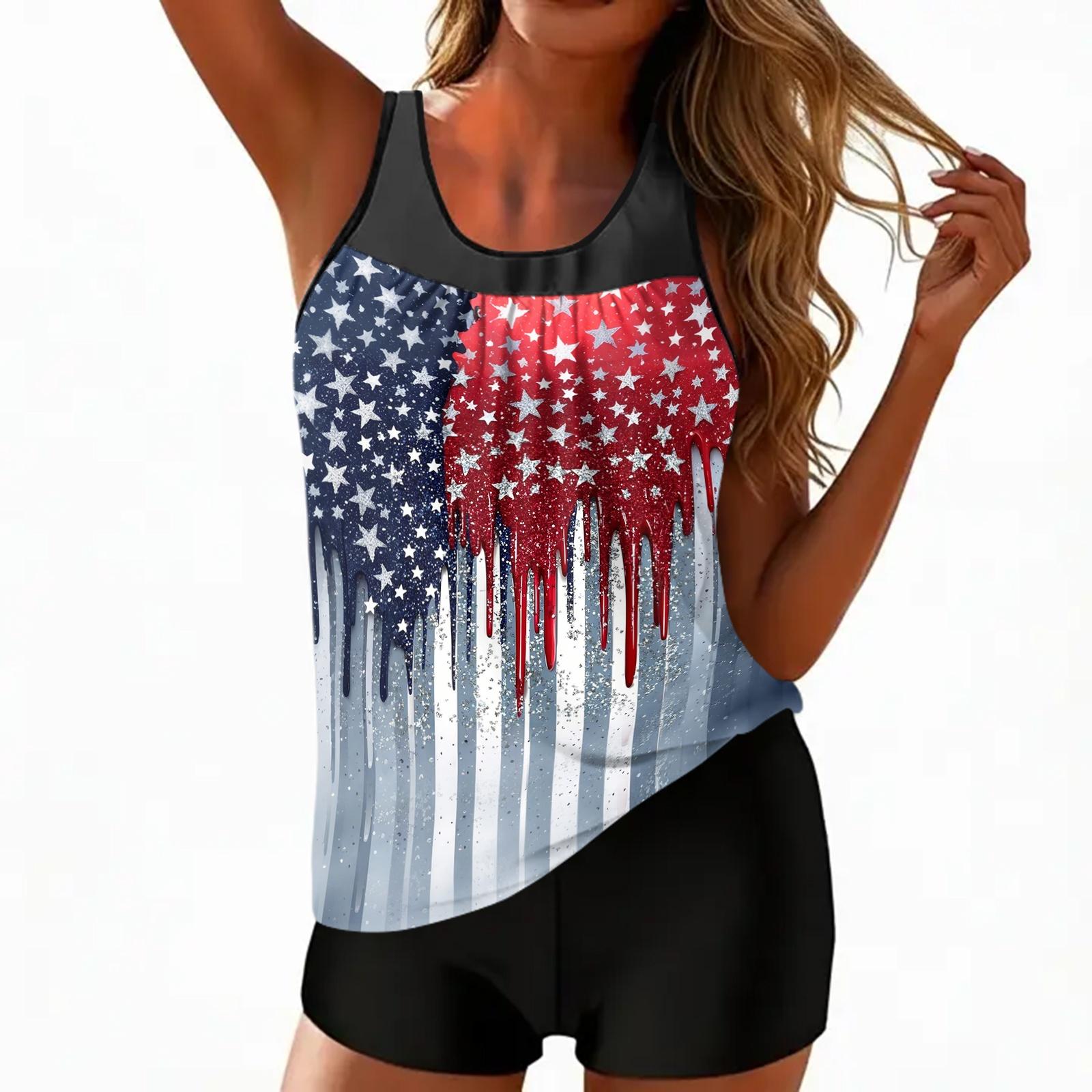 Women’s Sleeveless Tankini Top and Shorts Set with Printed Flag Pattern Loose Fit Two Piece Swimsuit for Summer Beachwear M синий
Women’s Sleeveless Tankini Top and Shorts Set with Printed Flag Pattern Loose Fit Two Piece Swimsuit for Summer Beachwear M синий