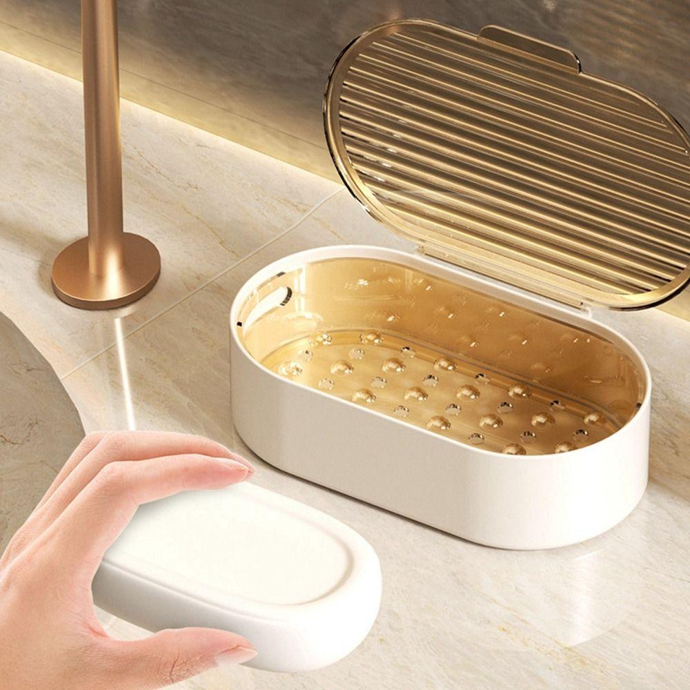 Hollow Light Luxury Double Drain Soap Box Plastic Soap Dish Simple Drain Soap Holder Countertop зелёный