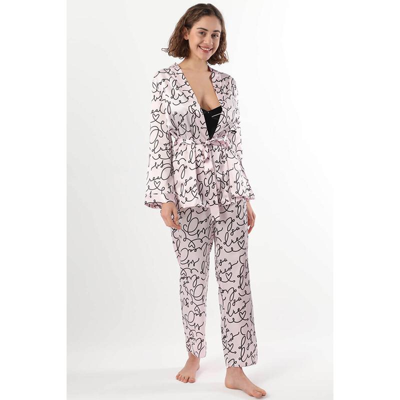 Женская ночная рубашка-бюстье с узором Розовый халат L розовый