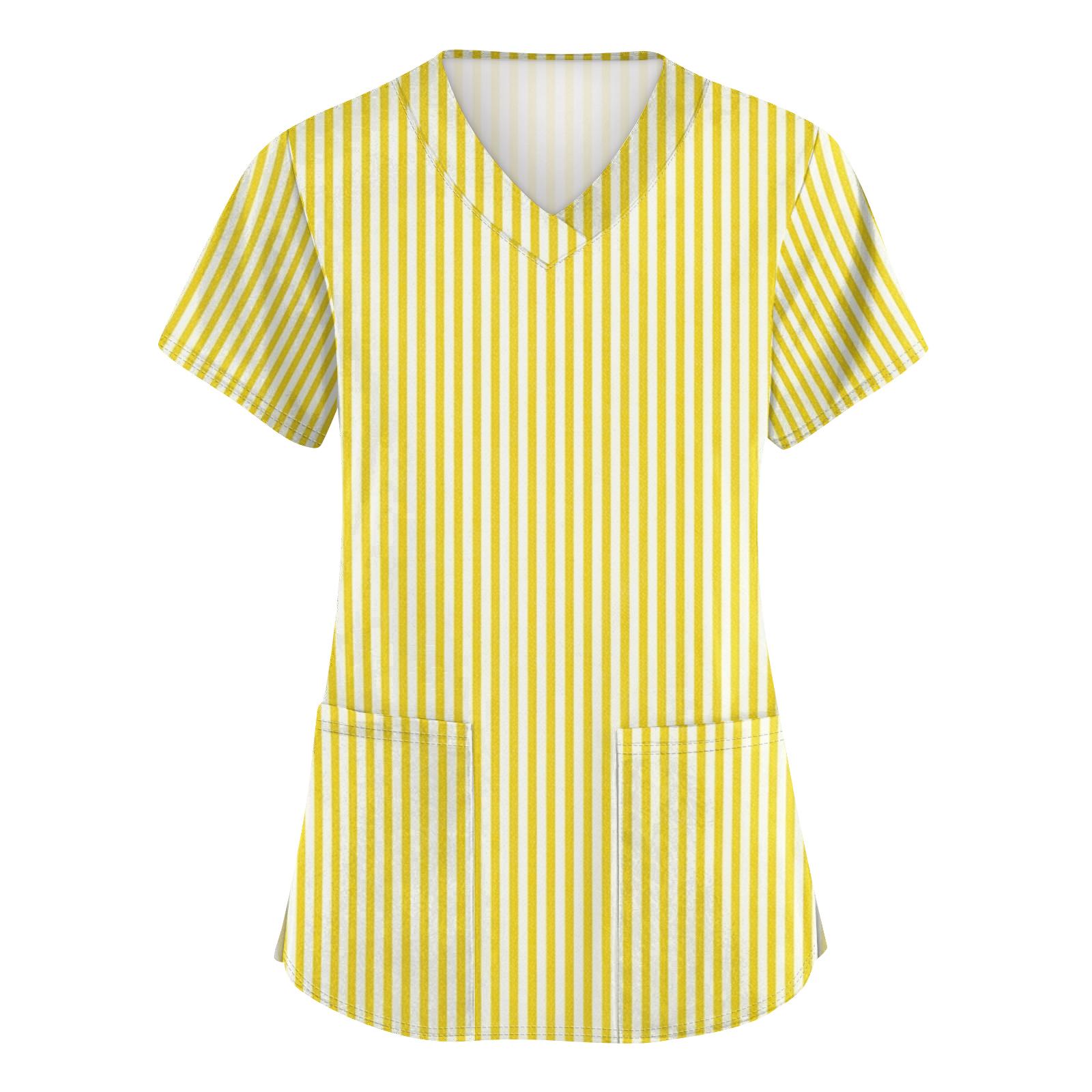 Women Short Sleeve V Neck Vertical Stripe Print Top with Two Front Pockets Relaxed Fit Pullover Blouse for Work Daily Wear XL жовтий
Women Short Sleeve V Neck Vertical Stripe Print Top with Two Front Pockets Relaxed Fit Pullover Blouse for Work Daily Wear XL жовтий