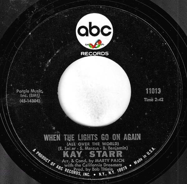 7-дюймовая пластинка KAY STARR, THE CALIFORNIA DREAMERS - Когда снова зажигаются огни (All Ov 11013 ABC Records 1967 США Джаз Б/У
7-дюймовая пластинка KAY STARR, THE CALIFORNIA DREAMERS - Когда снова зажигаются огни (All Ov 11013 ABC Records 1967 США Джаз Б/У