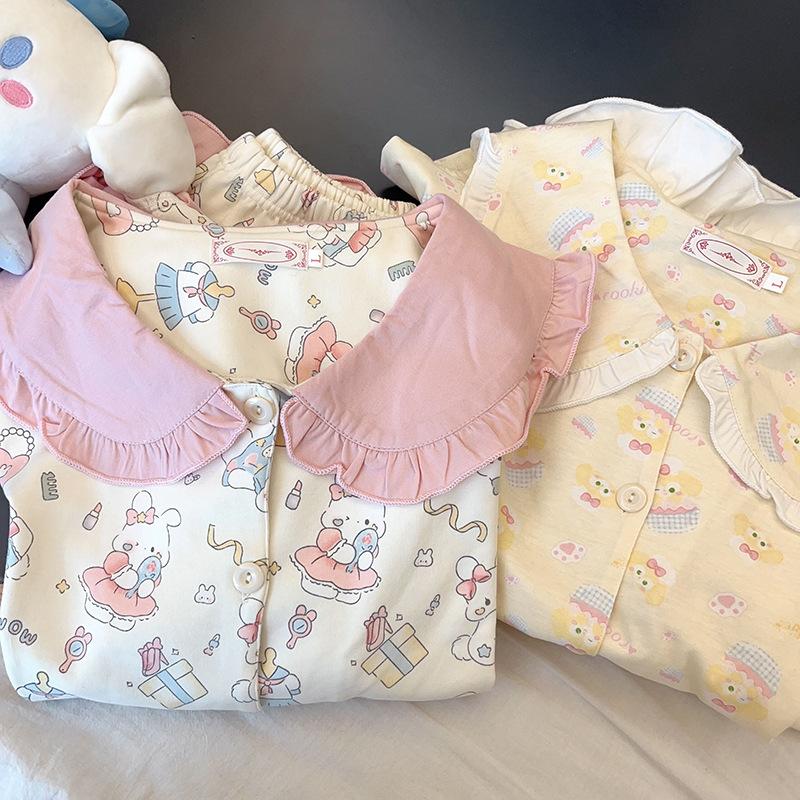 Sweet full print pink bunny pajamas women s summer doll collar short-sleeved shorts set student dormitory loungewear S
Sweet full print pink bunny pajamas women s summer doll collar short-sleeved shorts set student dormitory loungewear S