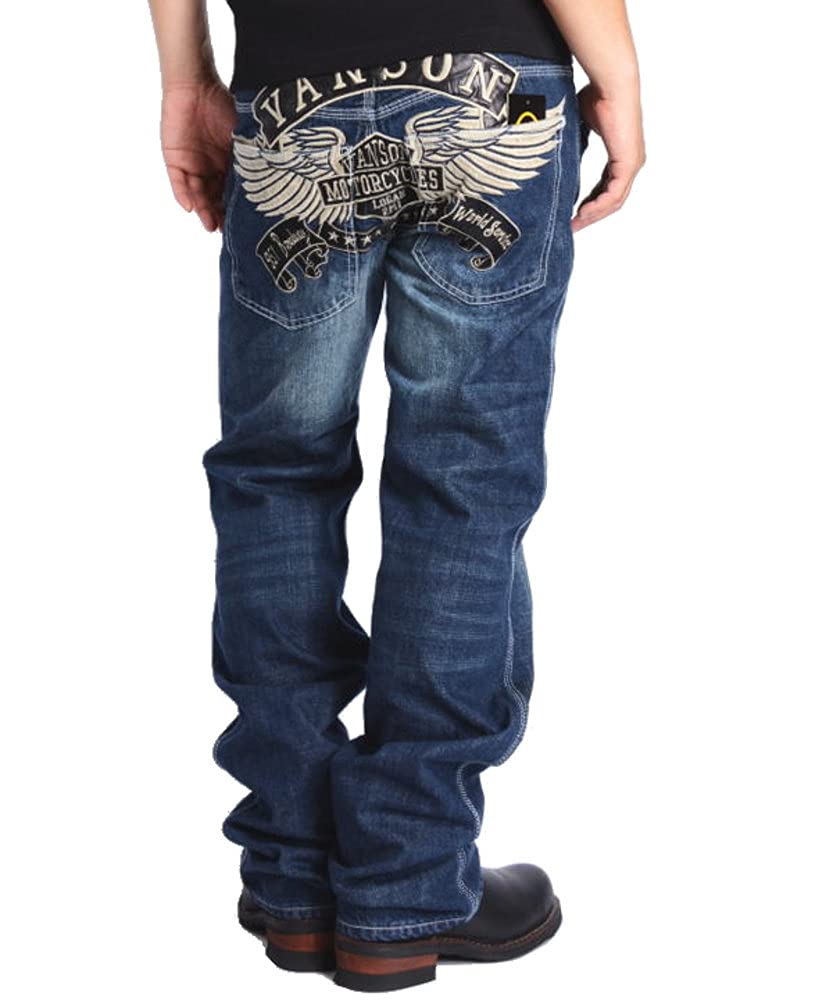 Vanson Jeans Emblem Wing Embroidered Distressed Denim Pants SP-B-10 (Size 38, Indigo)
Vanson Jeans Emblem Wing Embroidered Distressed Denim Pants SP-B-10 (Size 38, Indigo)