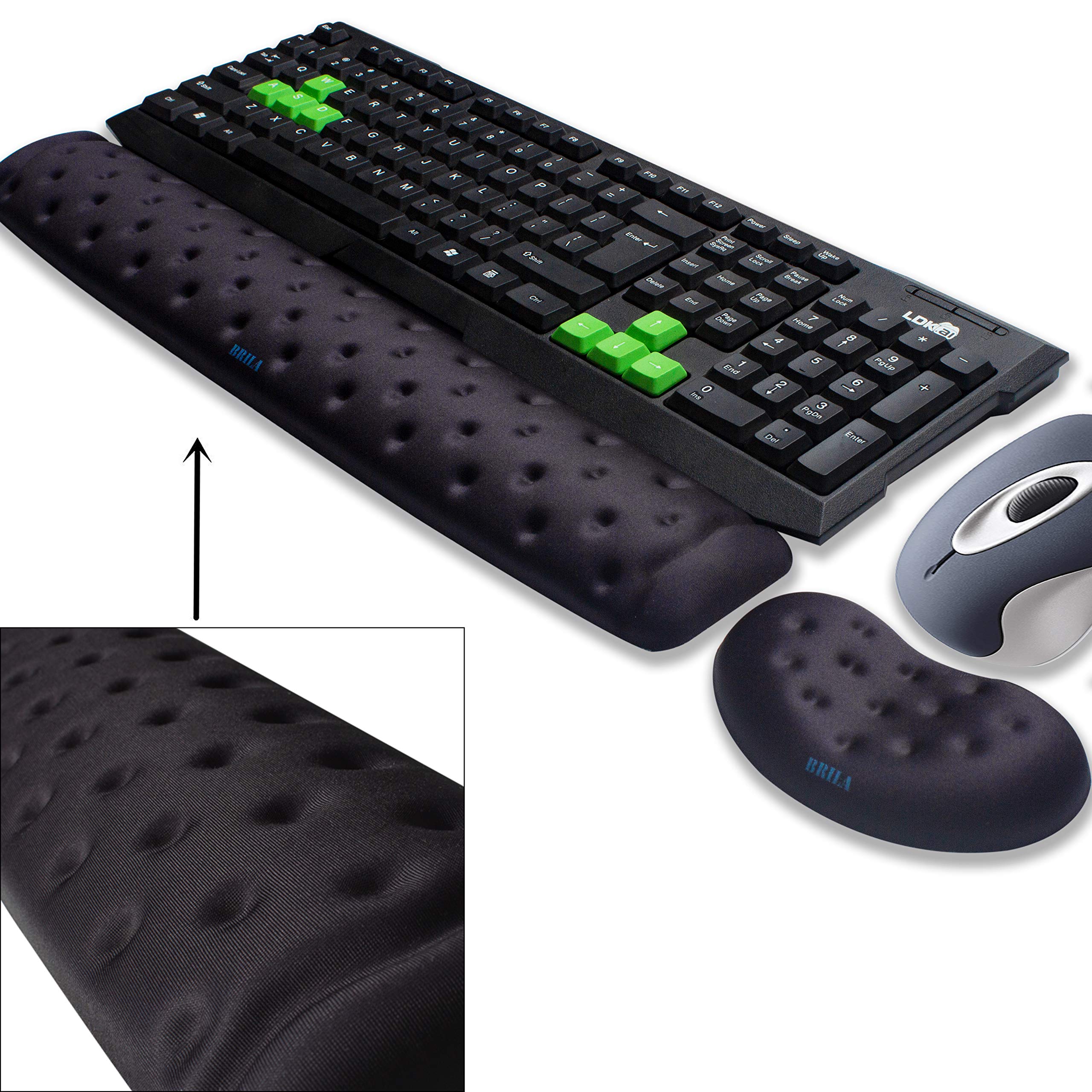 BRILA Memory Foam Mouse Клавіатура Wrist Rest Support Pad Cushion Set for Computer Laptop Office Work PC Gaming Massage Hole Design Easy Typing & (Чорний
BRILA Memory Foam Mouse Клавіатура Wrist Rest Support Pad Cushion Set for Computer Laptop Office Work PC Gaming Massage Hole Design Easy Typing & (Чорний
