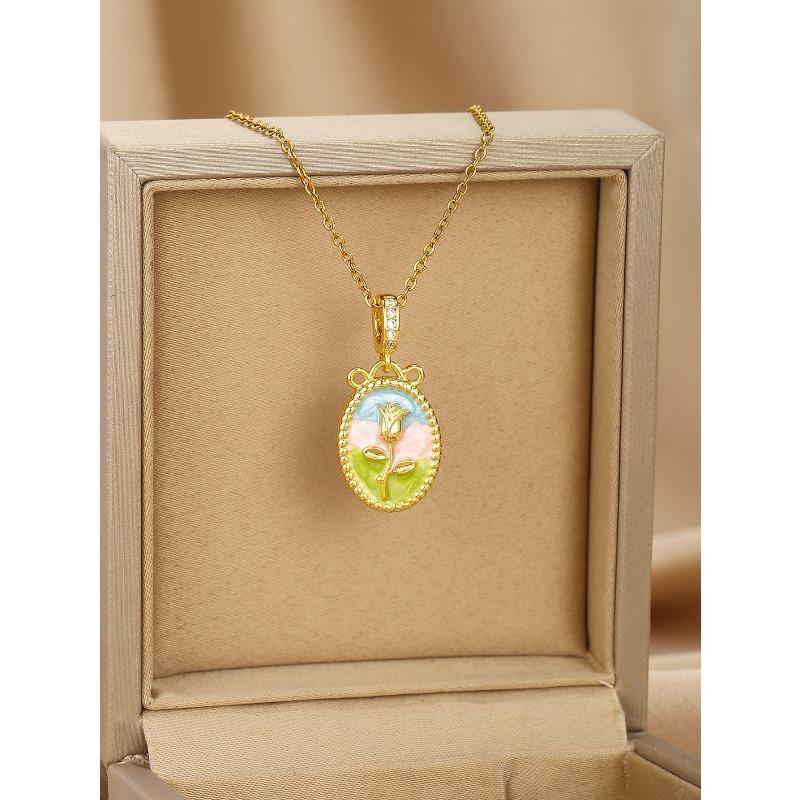 Meier Necklace for women, freshwater pearl new design with oil-painted enamel flower pendant, fashionable and elegant clavicle chain
Meier Necklace for women, freshwater pearl new design with oil-painted enamel flower pendant, fashionable and elegant clavicle chain