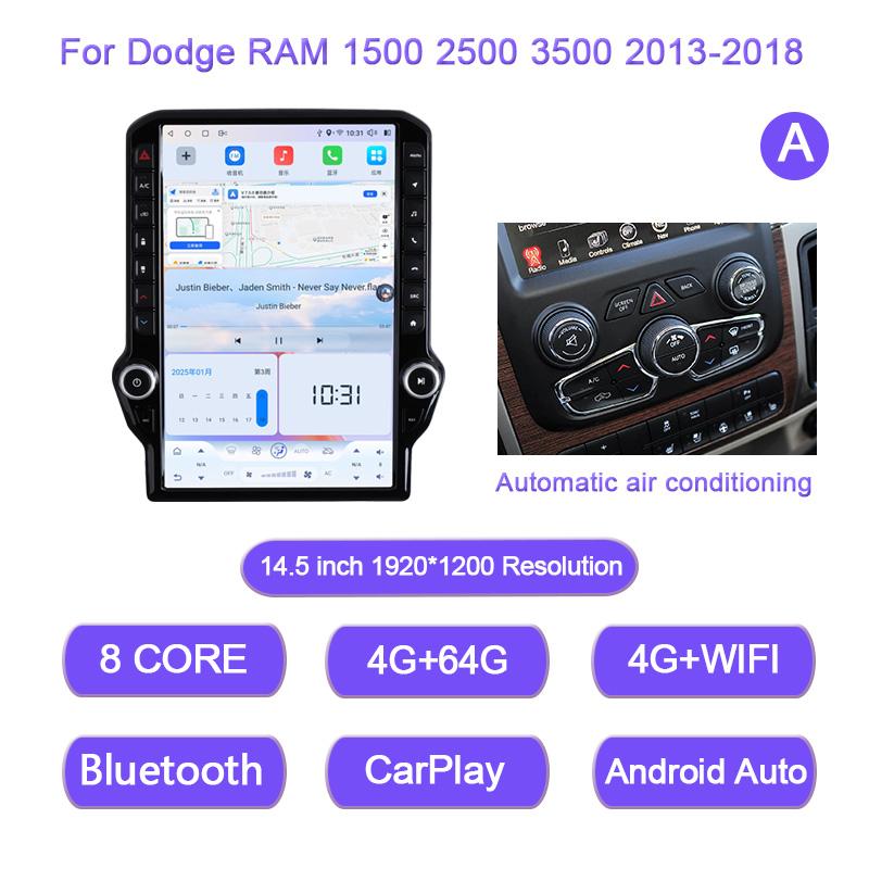 14.5 Inch For Dodge RAM 1500 2500 3500 2013-2018 Screen Android14 8-Core Car Multimedia Player Stereo Receiver Radio GPS 4G WIFI (as the picture,Eight Core)
14.5 Inch For Dodge RAM 1500 2500 3500 2013-2018 Screen Android14 8-Core Car Multimedia Player Stereo Receiver Radio GPS 4G WIFI (as the picture,Eight Core)