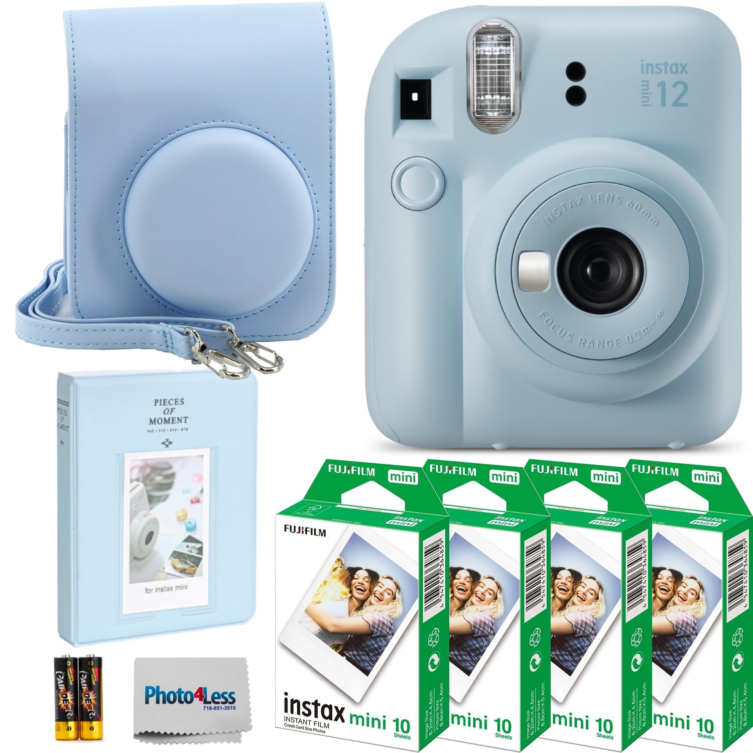 FUJIFILM Instant Film Camera INSTAX Mini 12 + Fuji Instax Instant Film Single Pack - 10 Prints (4 Pieces) + Album + Case - Bundle! (Pastel Blue)
FUJIFILM Instant Film Camera INSTAX Mini 12 + Fuji Instax Instant Film Single Pack - 10 Prints (4 Pieces) + Album + Case - Bundle! (Pastel Blue)