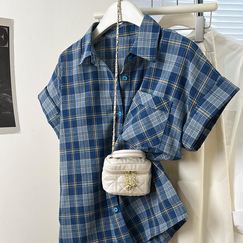 Women s Slim-Fit Short-Sleeve Blue & Red Plaid Shirt Jacket - Sweet, Cool Summer Style Medium (80-100 lbs)
Women s Slim-Fit Short-Sleeve Blue & Red Plaid Shirt Jacket - Sweet, Cool Summer Style Medium (80-100 lbs)