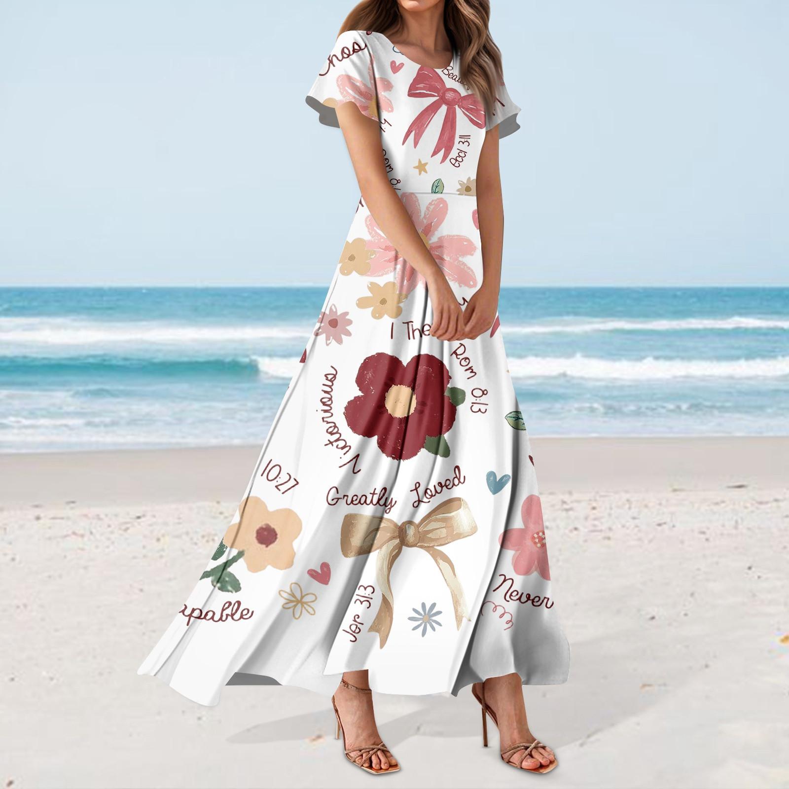 Жіноча повсякденна сукня з гавайським принтом, круглим вирізом, коротким рукавом та завищеною талією S Кіновар
Жіноча повсякденна сукня з гавайським принтом, круглим вирізом, коротким рукавом та завищеною талією S Кіновар