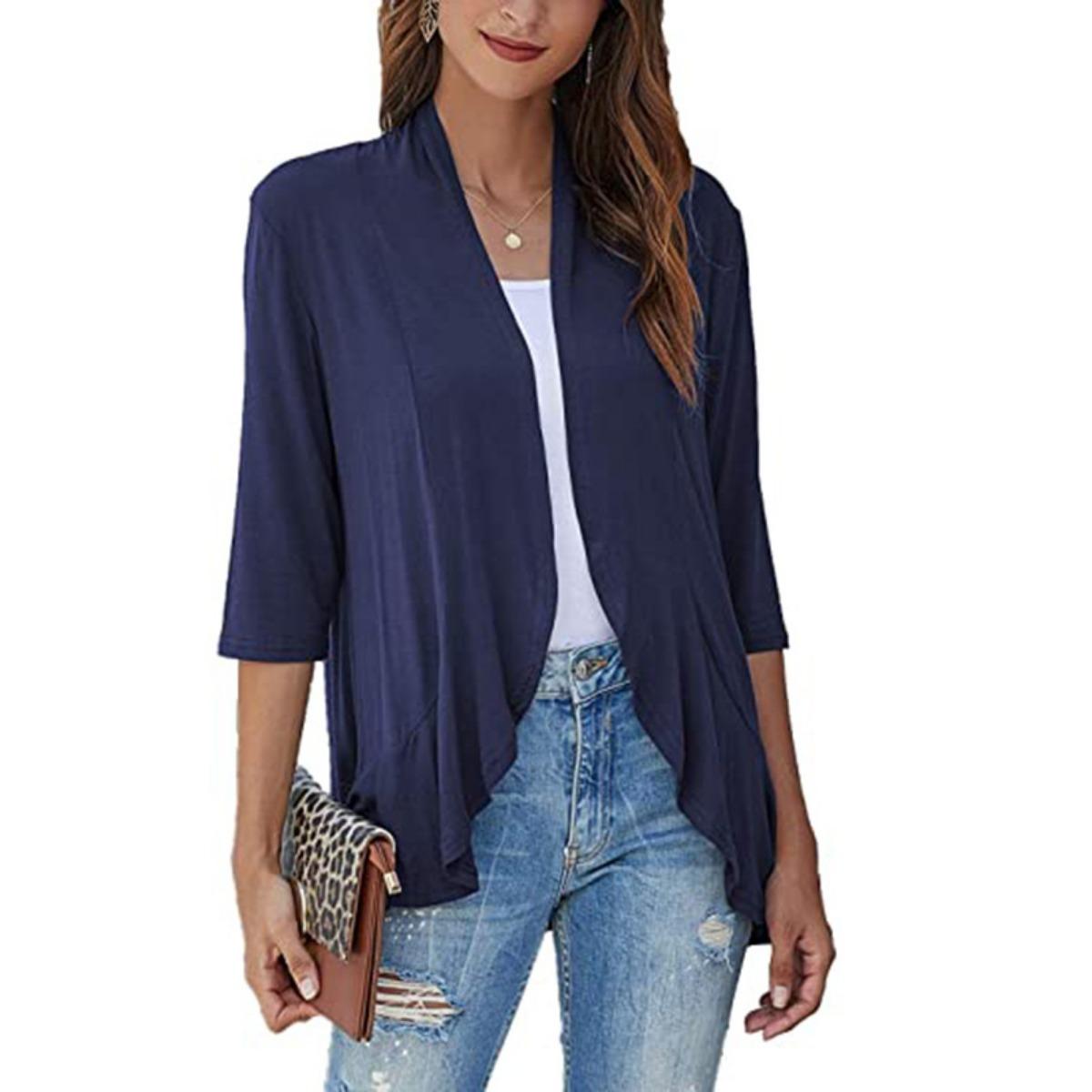 Fall Women s Solid Color Open Front Cardigan Jacket Three Quarter Sleeve Ruffle Trim Top XXL королівський синій колір
Fall Women s Solid Color Open Front Cardigan Jacket Three Quarter Sleeve Ruffle Trim Top XXL королівський синій колір