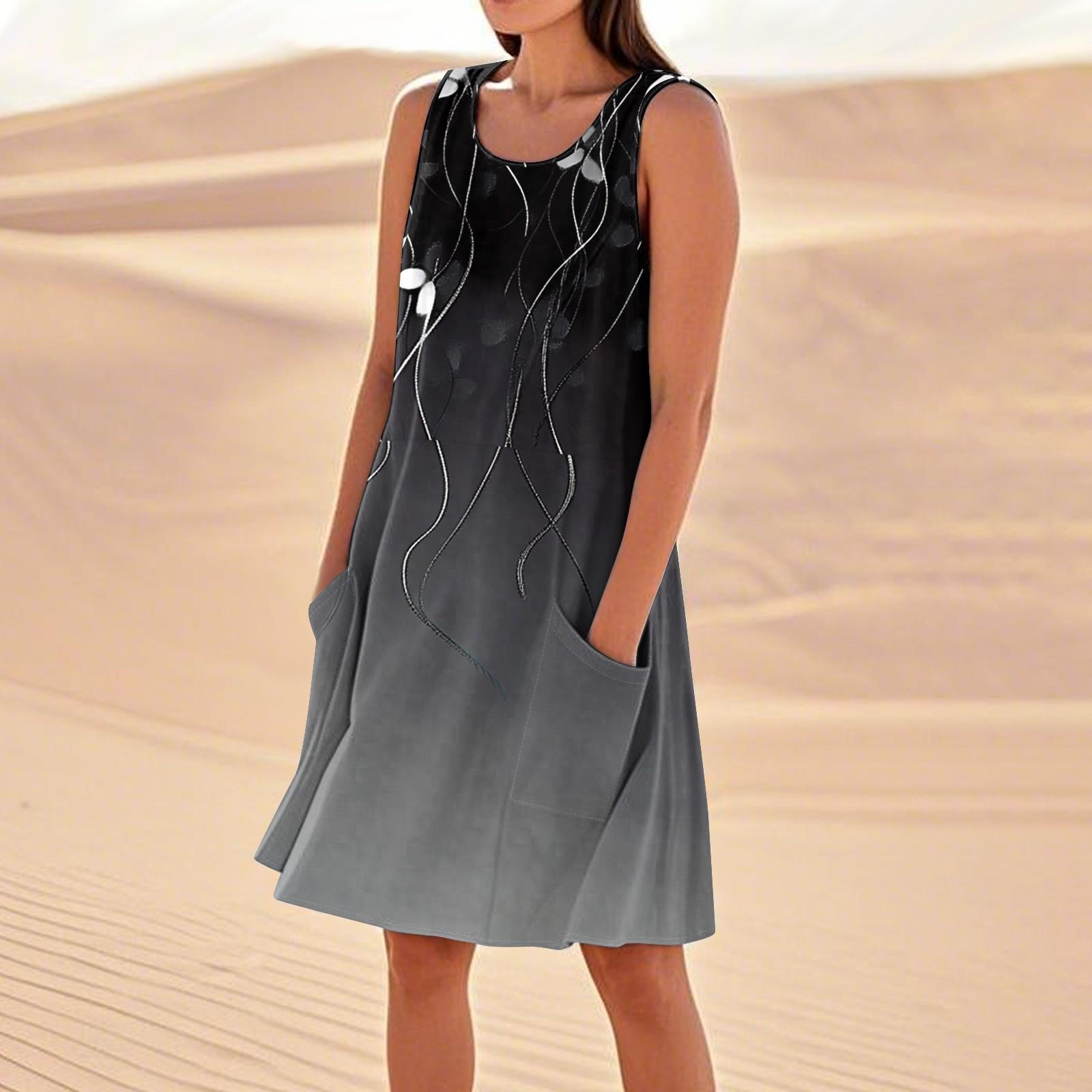 Платья с принтом для женщин, свободные, пляжные, повседневные, без рукавов, сарафаны с карманами, платье-майка L
Платья с принтом для женщин, свободные, пляжные, повседневные, без рукавов, сарафаны с карманами, платье-майка L