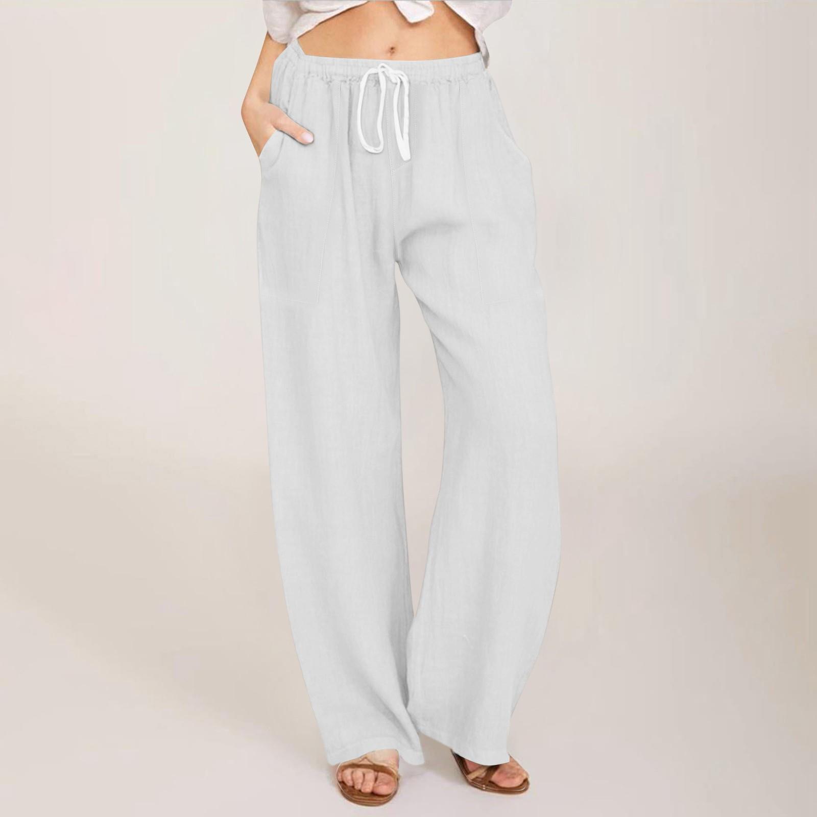 Женские летние свободные брюки из хлопка и льна с эластичным поясом и внешним карманом XL белый
Женские летние свободные брюки из хлопка и льна с эластичным поясом и внешним карманом XL белый