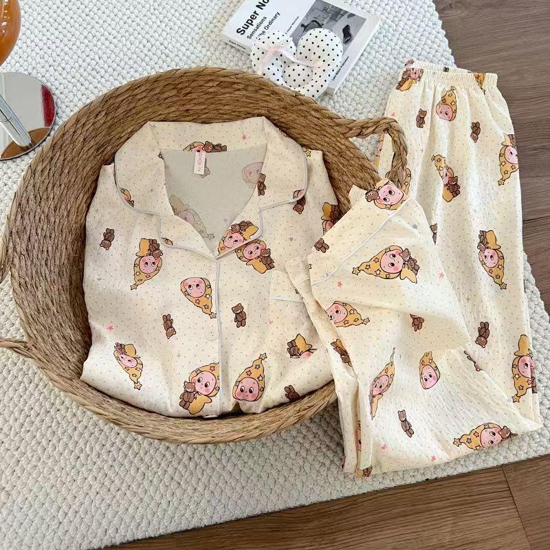 Cute polka dots full of Indian stars girl pajamas spring and autumn long-sleeved trousers cardigan set soft cute loungewear S
Cute polka dots full of Indian stars girl pajamas spring and autumn long-sleeved trousers cardigan set soft cute loungewear S