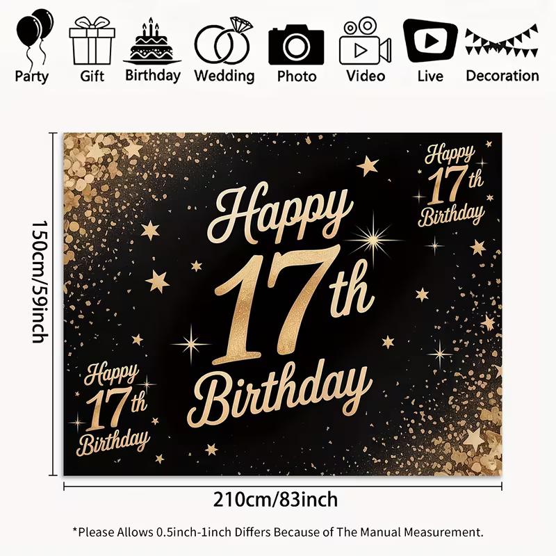 2D Flat Happy 17th Birthday Backdrop Black Gold Confetti Background 47.2x31.5inch/120*80cm
2D Flat Happy 17th Birthday Backdrop Black Gold Confetti Background 47.2x31.5inch/120*80cm