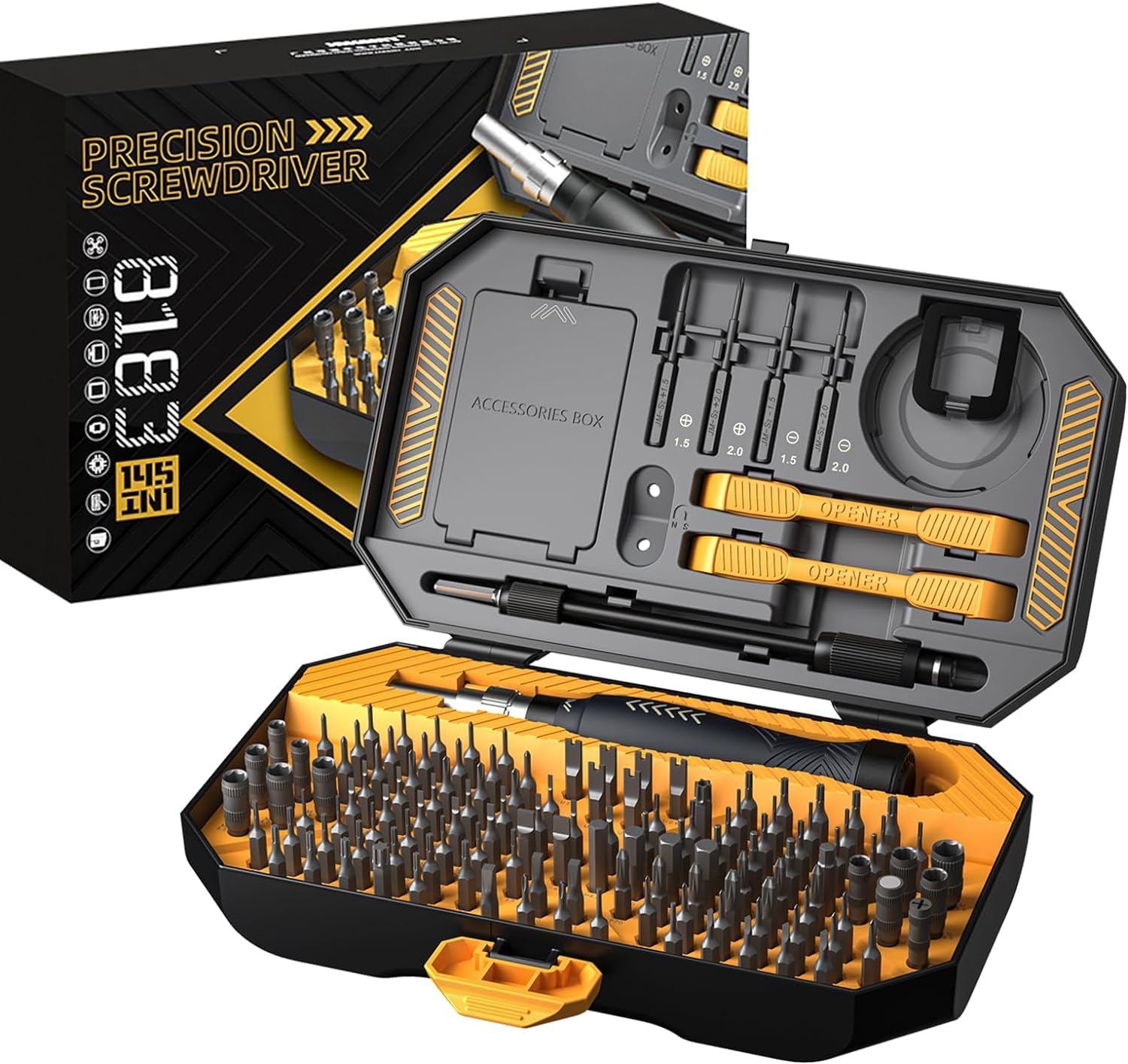 JAKEMY JM-8183 145-in-1 Precision Screwdriver Set - CR-V Magnetic Bits w/ ESD Safe Handle for iPhone/Mac/PC Repair
JAKEMY JM-8183 145-in-1 Precision Screwdriver Set - CR-V Magnetic Bits w/ ESD Safe Handle for iPhone/Mac/PC Repair