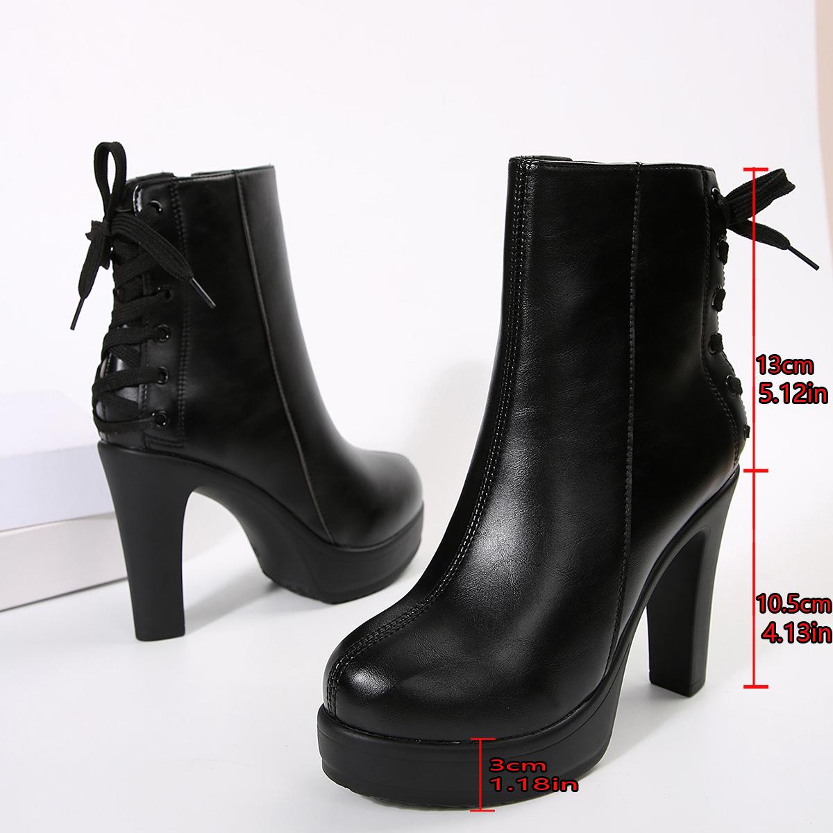 Size 35-42 Autumn Winter Women s Side Zipper Chunky High Heel Boots Platform Round Toe Back Lace Up Ankle Boots Black Leather 35
Size 35-42 Autumn Winter Women s Side Zipper Chunky High Heel Boots Platform Round Toe Back Lace Up Ankle Boots Black Leather 35
