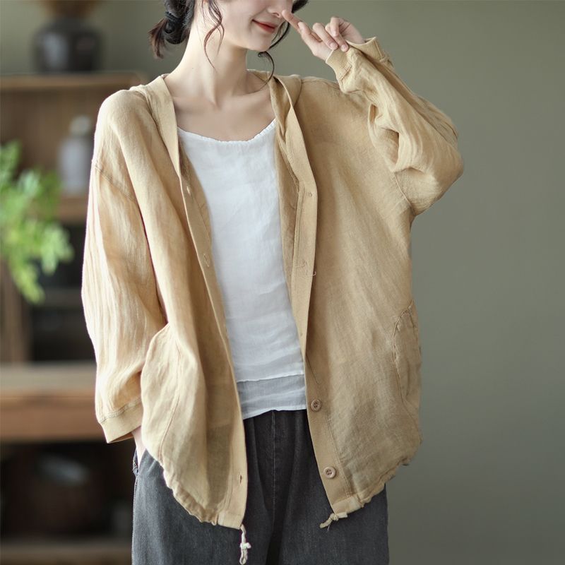Women Summer Vintage Cotton Linen Breathable Hooded Sunscreen Shirt Simple Casual Drawstring Blouse Solid Long Sleeve Loose Tops XXL
Women Summer Vintage Cotton Linen Breathable Hooded Sunscreen Shirt Simple Casual Drawstring Blouse Solid Long Sleeve Loose Tops XXL