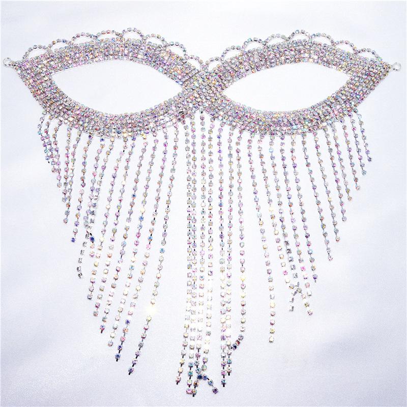 New Accessories Fringed Rhinestone Eye Mask Creative Face Mask Nightclub Party Flash Diamond Mask silver plated
New Accessories Fringed Rhinestone Eye Mask Creative Face Mask Nightclub Party Flash Diamond Mask silver plated