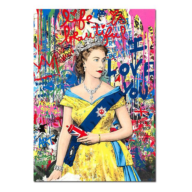 Ее Величество Королева Елизавета II Постеры Королева Англии Граффити Холст Живопись Жизнь Прекрасна Настенное Искусство Картины Домашний Декор 21x30cm No Framed
Ее Величество Королева Елизавета II Постеры Королева Англии Граффити Холст Живопись Жизнь Прекрасна Настенное Искусство Картины Домашний Декор 21x30cm No Framed