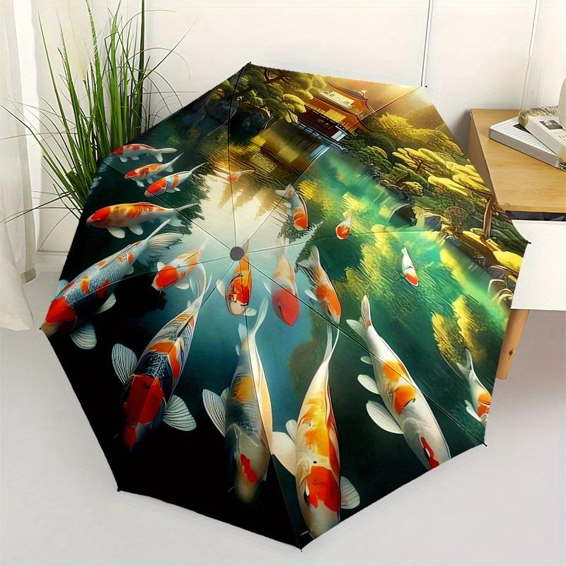 Koi Fish Pond, Japanese Garden Theme 8 Bone Hand Automatic Folding Umbrella, Compact and Portable Design, A Perfect Gift for Birthday, Chris
Koi Fish Pond, Japanese Garden Theme 8 Bone Hand Automatic Folding Umbrella, Compact and Portable Design, A Perfect Gift for Birthday, Chris