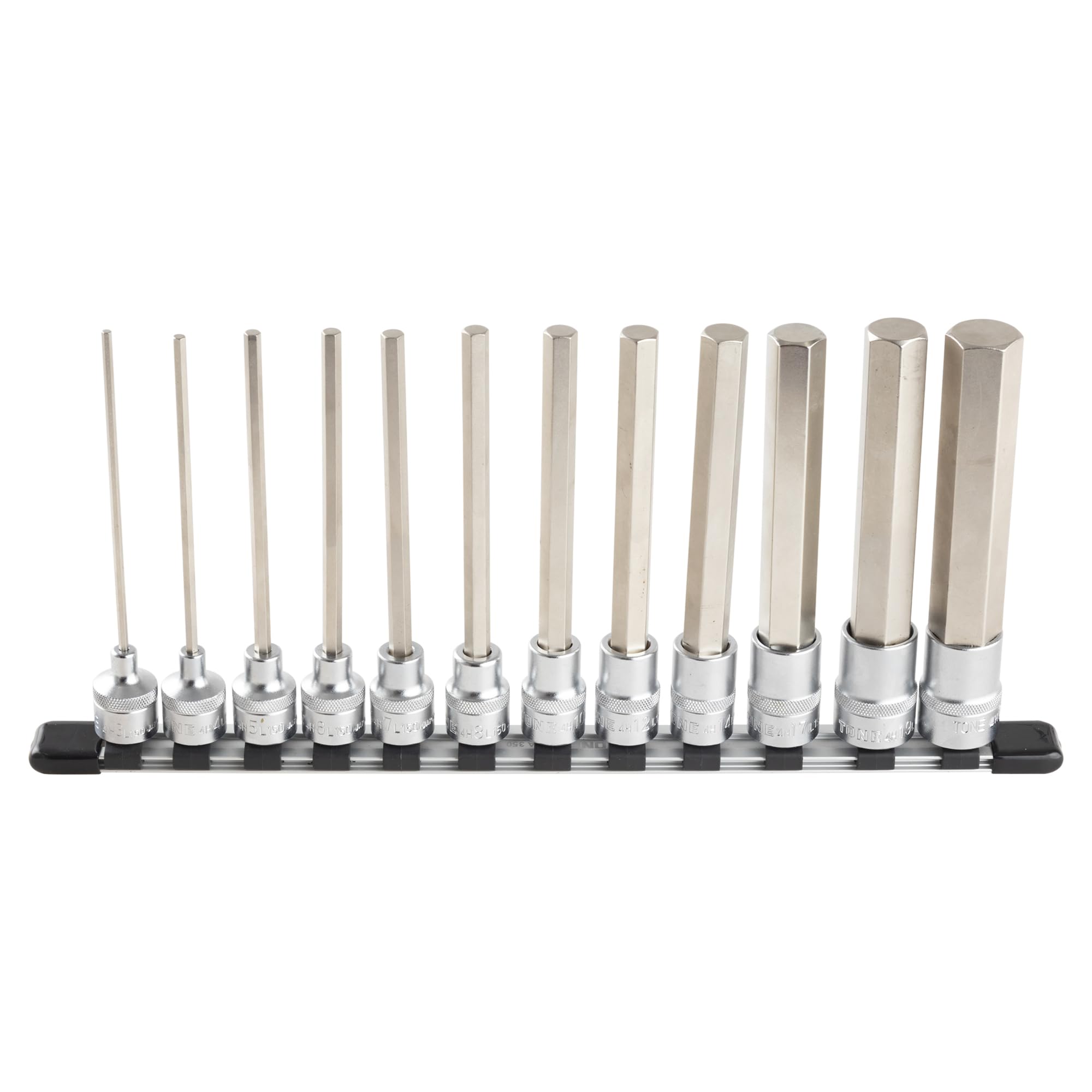 TONE Super long hexagon socket set (with holder) HH412LL Drive angle 12.7mm (12 ) Contents 12 items
TONE Super long hexagon socket set (with holder) HH412LL Drive angle 12.7mm (12 ) Contents 12 items