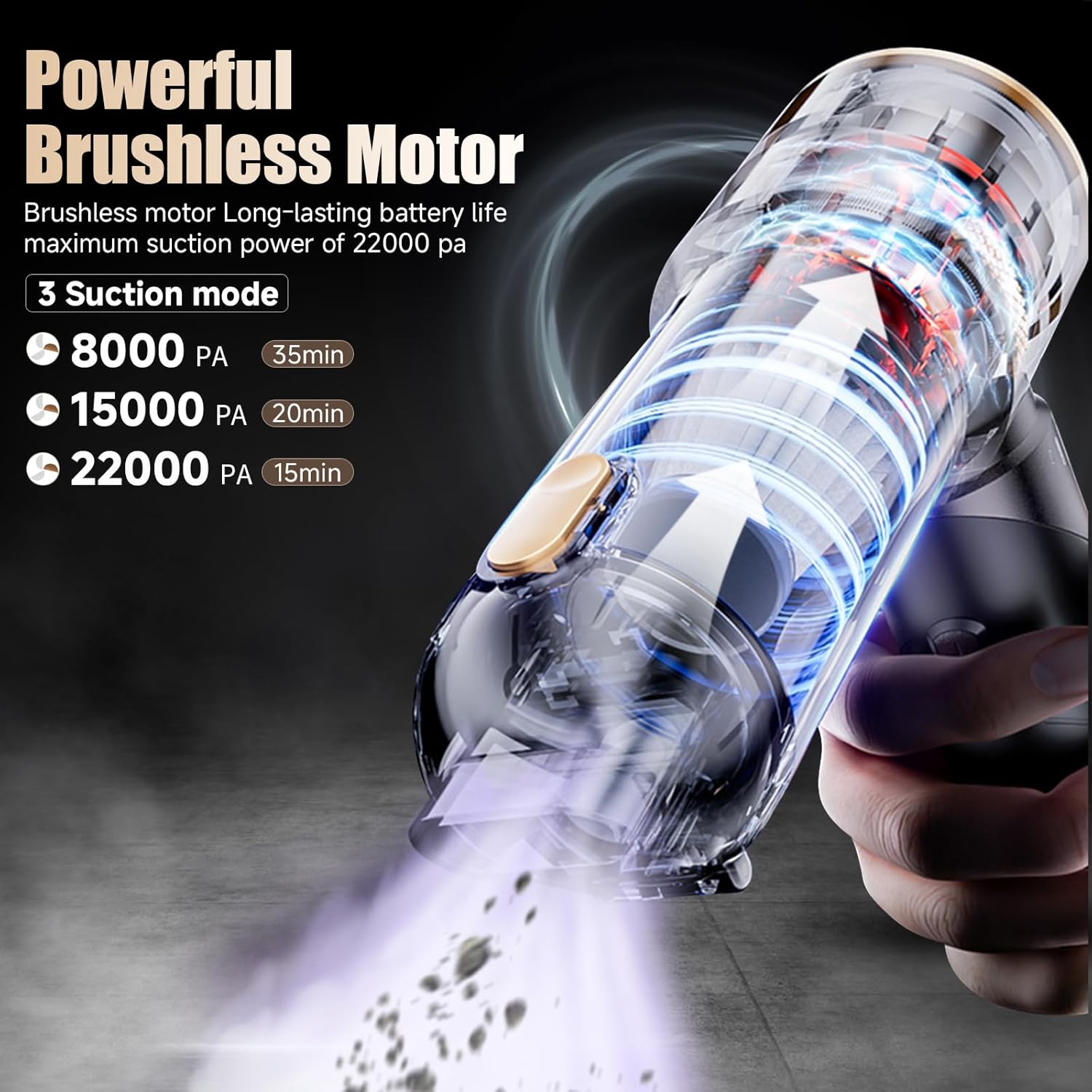 Portable Cordless Car Vacuum 22000PA Rechargeable Mini Handheld with Brushless Motor & Air Blower - Gray, Small United States
Portable Cordless Car Vacuum 22000PA Rechargeable Mini Handheld with Brushless Motor & Air Blower - Gray, Small United States