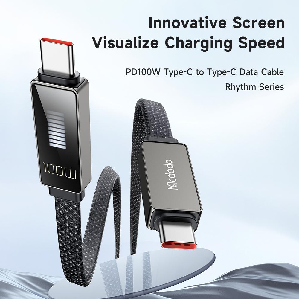 MCDODO CA-4470 Rhythm Series for iPhone 15 Series 1.2m PD 100W Type-C to Type-C Data Cable with 9-level Light Display,Black
MCDODO CA-4470 Rhythm Series for iPhone 15 Series 1.2m PD 100W Type-C to Type-C Data Cable with 9-level Light Display,Black