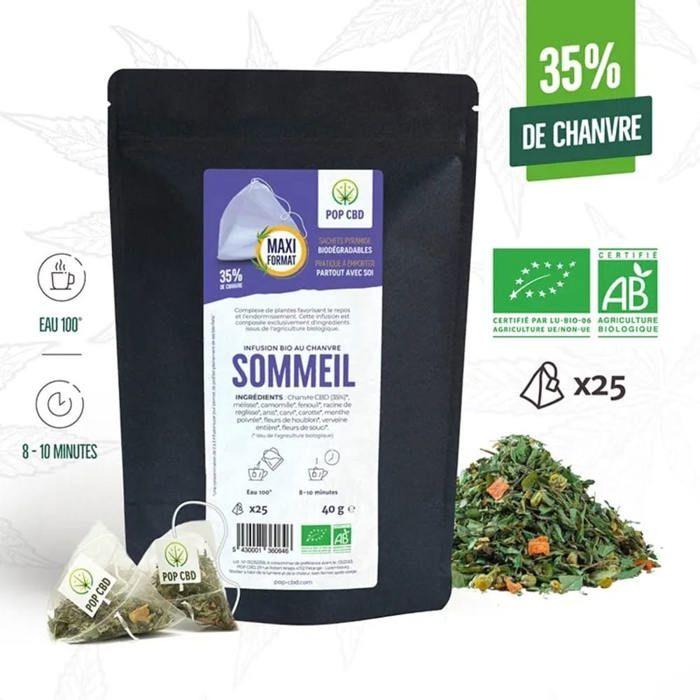 Infusion CBD Bio Sommeil, en Sachets, au Chanvre 1 paquet
Infusion CBD Bio Sommeil, en Sachets, au Chanvre 1 paquet