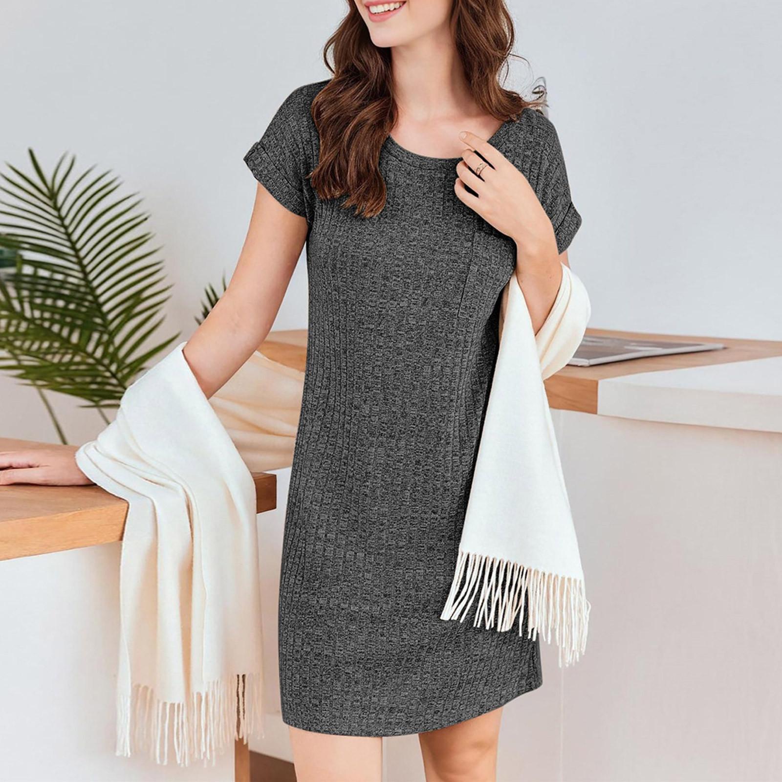 Женская повседневная пижама в рубчик, трикотажное платье с коротким рукавом и повседневным круглым вырезом L
Женская повседневная пижама в рубчик, трикотажное платье с коротким рукавом и повседневным круглым вырезом L