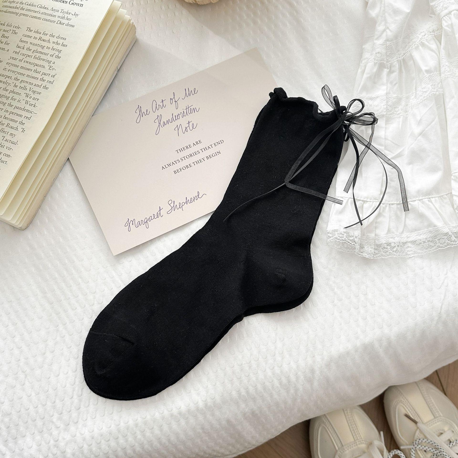 Women s Spring/Summer Mid-Calf Socks - Rolled Edge Ballet Style, Seamless, Hollow Cotton, Trendy Japanese Design with Bow Tie One Size чорний
Women s Spring/Summer Mid-Calf Socks - Rolled Edge Ballet Style, Seamless, Hollow Cotton, Trendy Japanese Design with Bow Tie One Size чорний