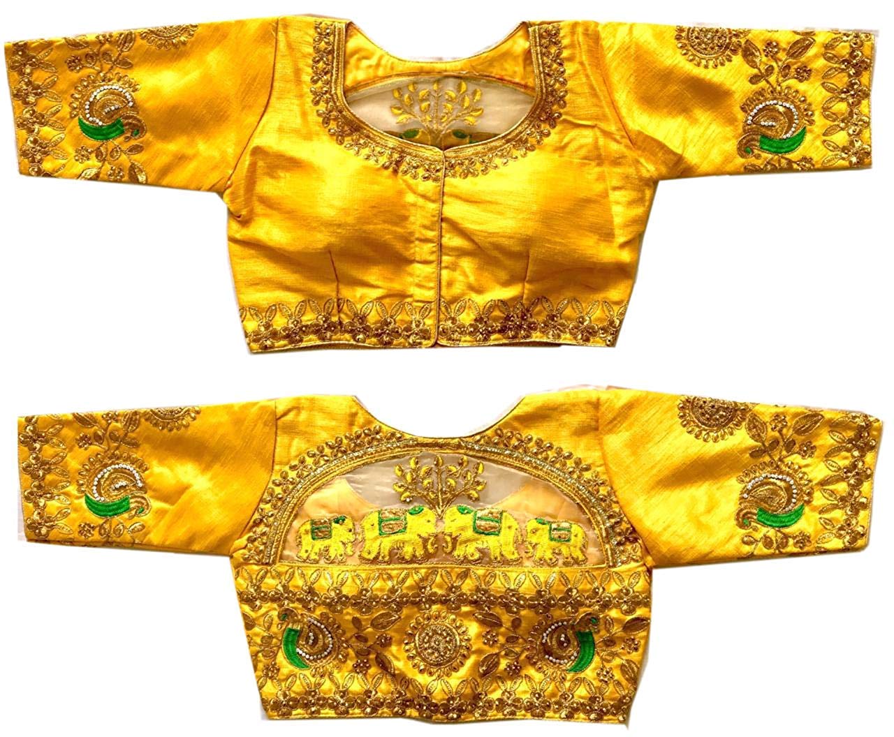Pujia Mills Women s Malbari Phantom Silk Half Sleeve Blouse (Handwork Blouse_Yellow_42) 42 жовтий
Pujia Mills Women s Malbari Phantom Silk Half Sleeve Blouse (Handwork Blouse_Yellow_42) 42 жовтий