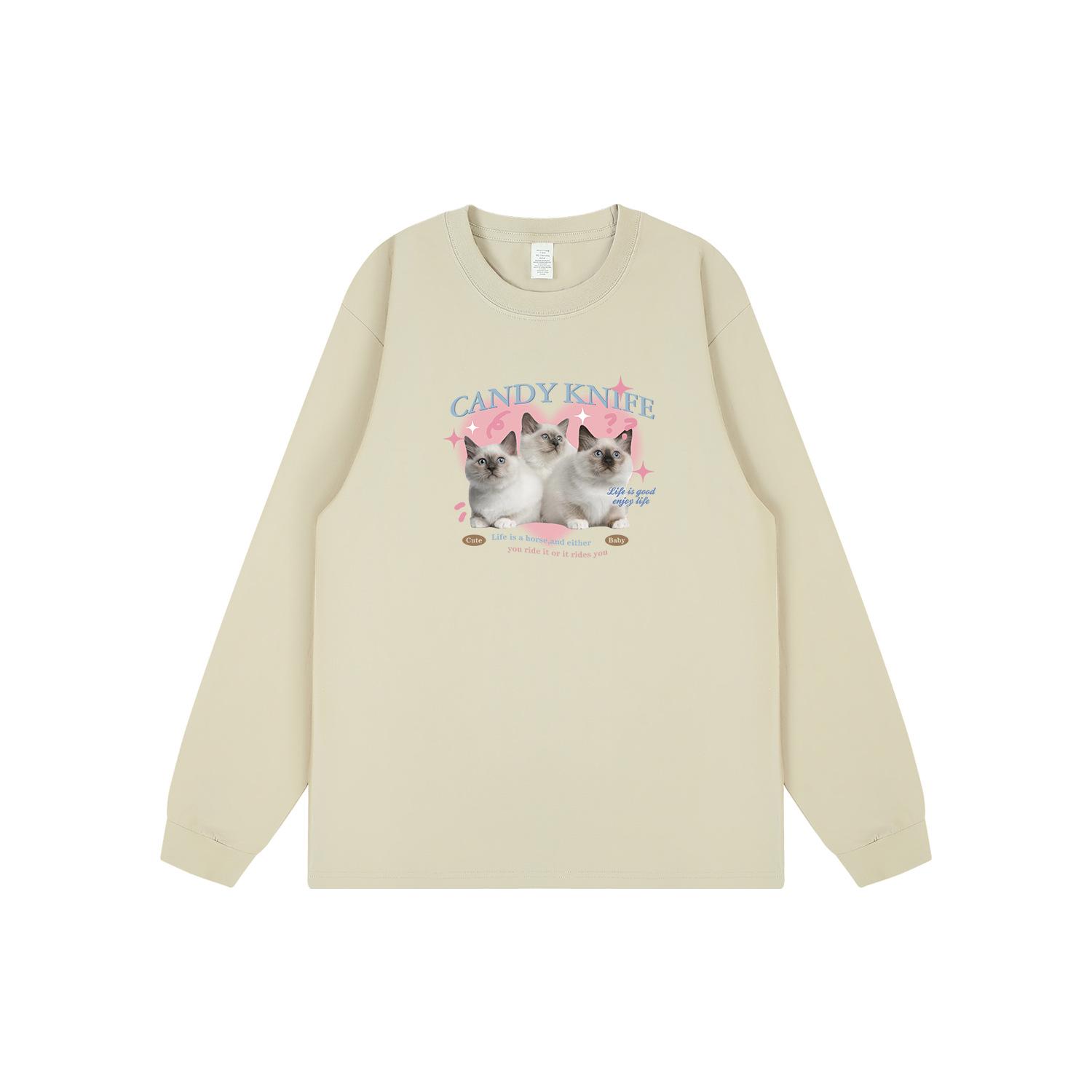 Retro Cute Cat Print Korean Style Cuffed Sleeve Long Sleeve Top for Autumn/Winter 2XL
Retro Cute Cat Print Korean Style Cuffed Sleeve Long Sleeve Top for Autumn/Winter 2XL