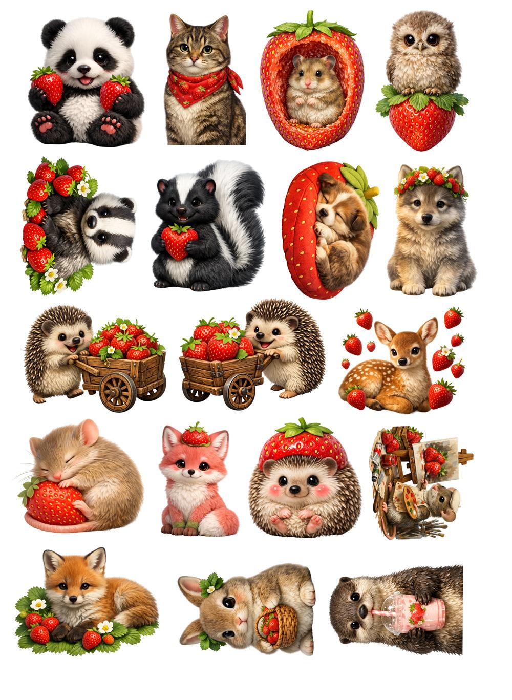 18pcs Cute strawberry-shaped cat dog stickers for Phone Car Decorative Stationery Scrapbooking DIY Diary Album planner supplies білий
18pcs Cute strawberry-shaped cat dog stickers for Phone Car Decorative Stationery Scrapbooking DIY Diary Album planner supplies білий