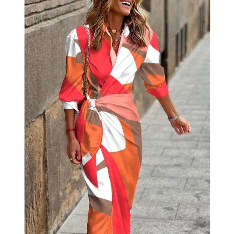Autumn New European and American Fashion Commuter Ol Lapel Print Strap Waist Hugging 3/4 Sleeve Dress DRESS Orange XL
Autumn New European and American Fashion Commuter Ol Lapel Print Strap Waist Hugging 3/4 Sleeve Dress DRESS Orange XL