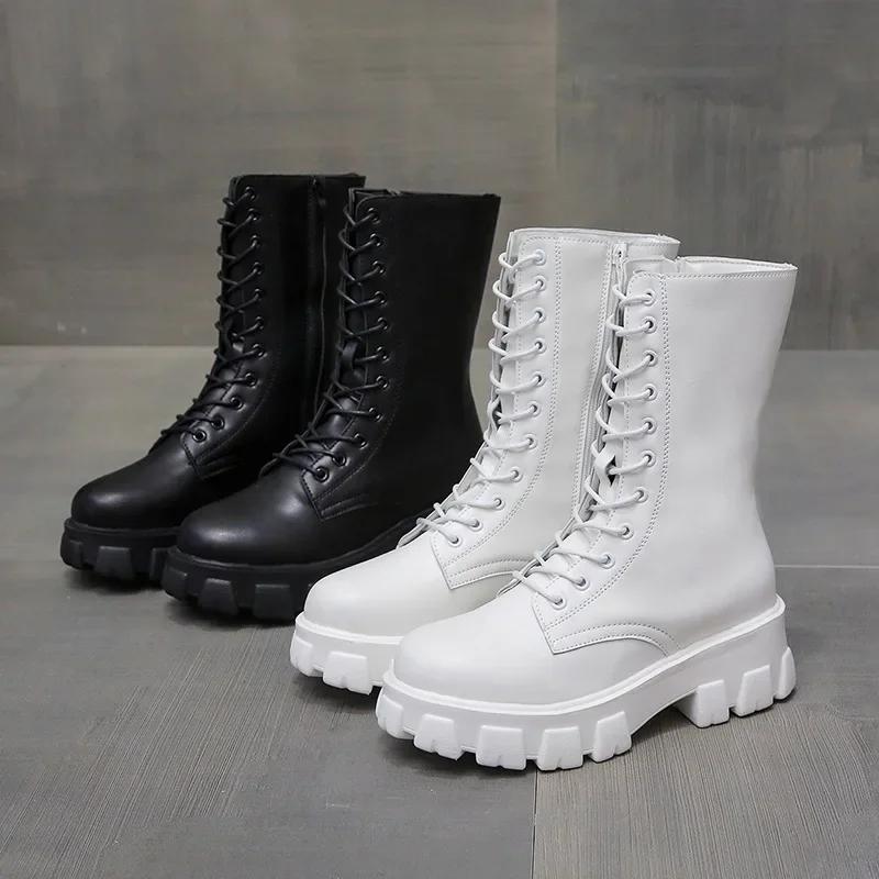 Retro Motorcycle Boots for Women Knight Boots New Chunky Platform Punk Boots Round Toe Women Lace Up Mid Calf Shoes Thick Bottom 35 чёрный
Retro Motorcycle Boots for Women Knight Boots New Chunky Platform Punk Boots Round Toe Women Lace Up Mid Calf Shoes Thick Bottom 35 чёрный