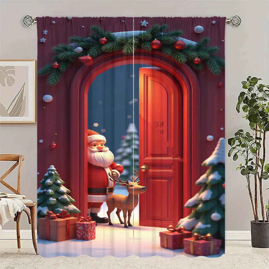 Stylish Set Of 2 Christmas Santa Claus Tree Pattern Printed Curtains Decorations Home Room Curtain Polyester W100*H70(CM)-Grommet top&2PCS
Stylish Set Of 2 Christmas Santa Claus Tree Pattern Printed Curtains Decorations Home Room Curtain Polyester W100*H70(CM)-Grommet top&2PCS