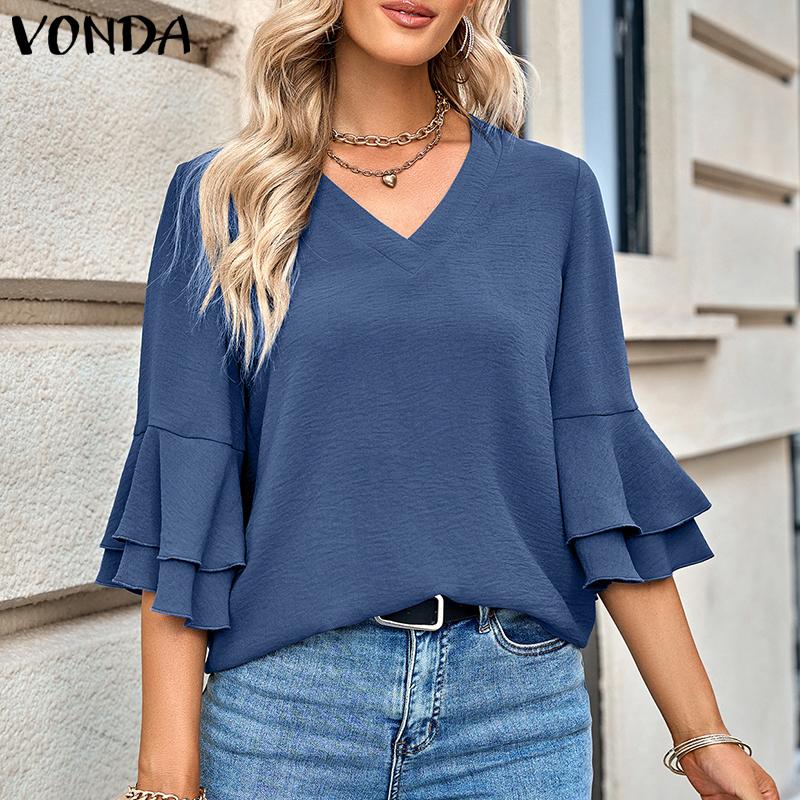 VONDA Женская однотонная блузка с V-образным вырезом и расклешенными рукавами 3/4 S жёлтый
VONDA Женская однотонная блузка с V-образным вырезом и расклешенными рукавами 3/4 S жёлтый