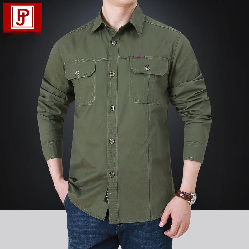 Весенняя и осенняя рабочая рубашка с длинным рукавом, мужская стираная модная рубашка большого размера с длинным рукавом 5XL