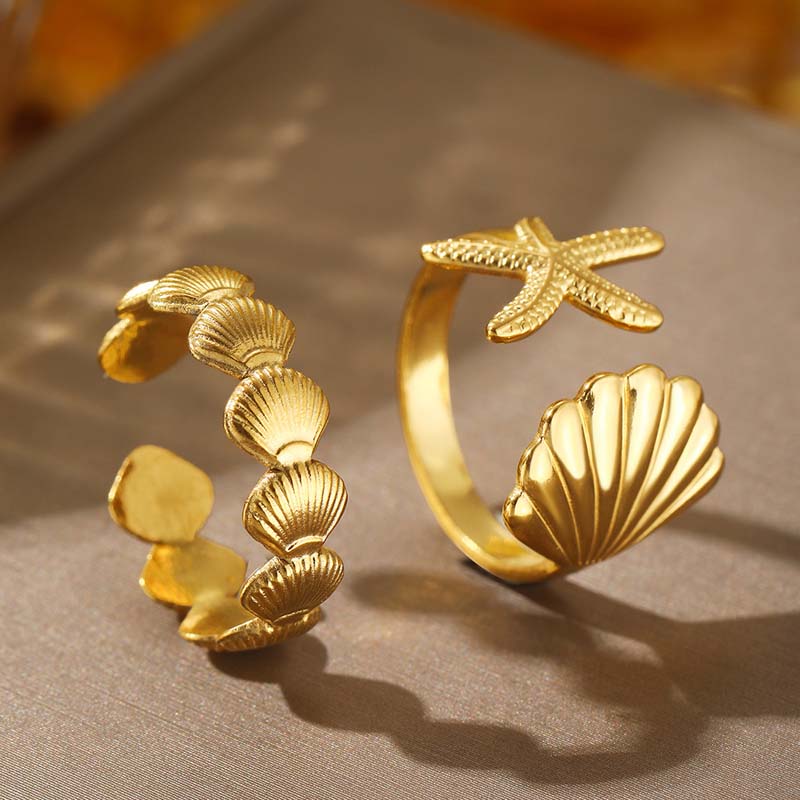 Stainless Steel Sea Star Shell Open Rings For Women Men Vintage Gold Color Adjustable Finger Ring Zircon Beach Party Gifts
Stainless Steel Sea Star Shell Open Rings For Women Men Vintage Gold Color Adjustable Finger Ring Zircon Beach Party Gifts