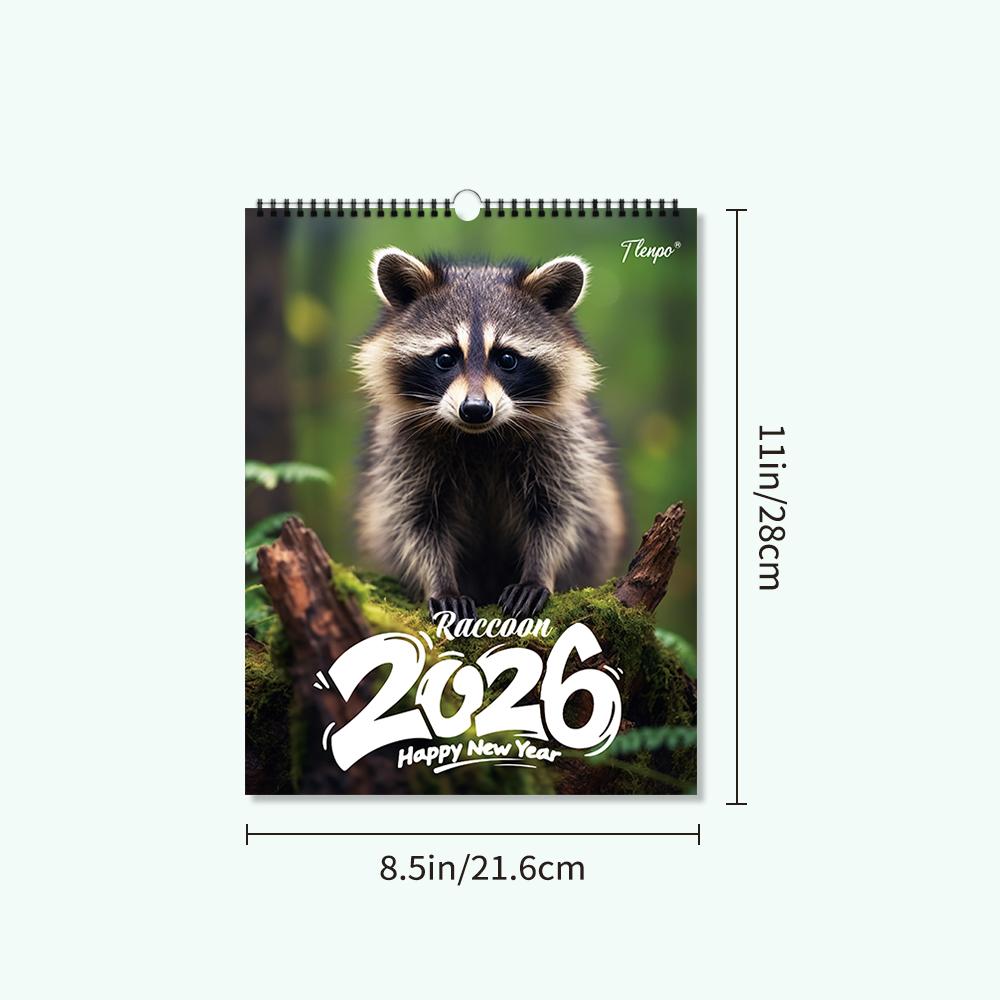 1pc 2026 Wall Calendar, Raccoon Theme, Wildlife HD Images, 12 Beautiful Designs, Perfect Gift for Birthdays, Christmas, New Year
1pc 2026 Wall Calendar, Raccoon Theme, Wildlife HD Images, 12 Beautiful Designs, Perfect Gift for Birthdays, Christmas, New Year