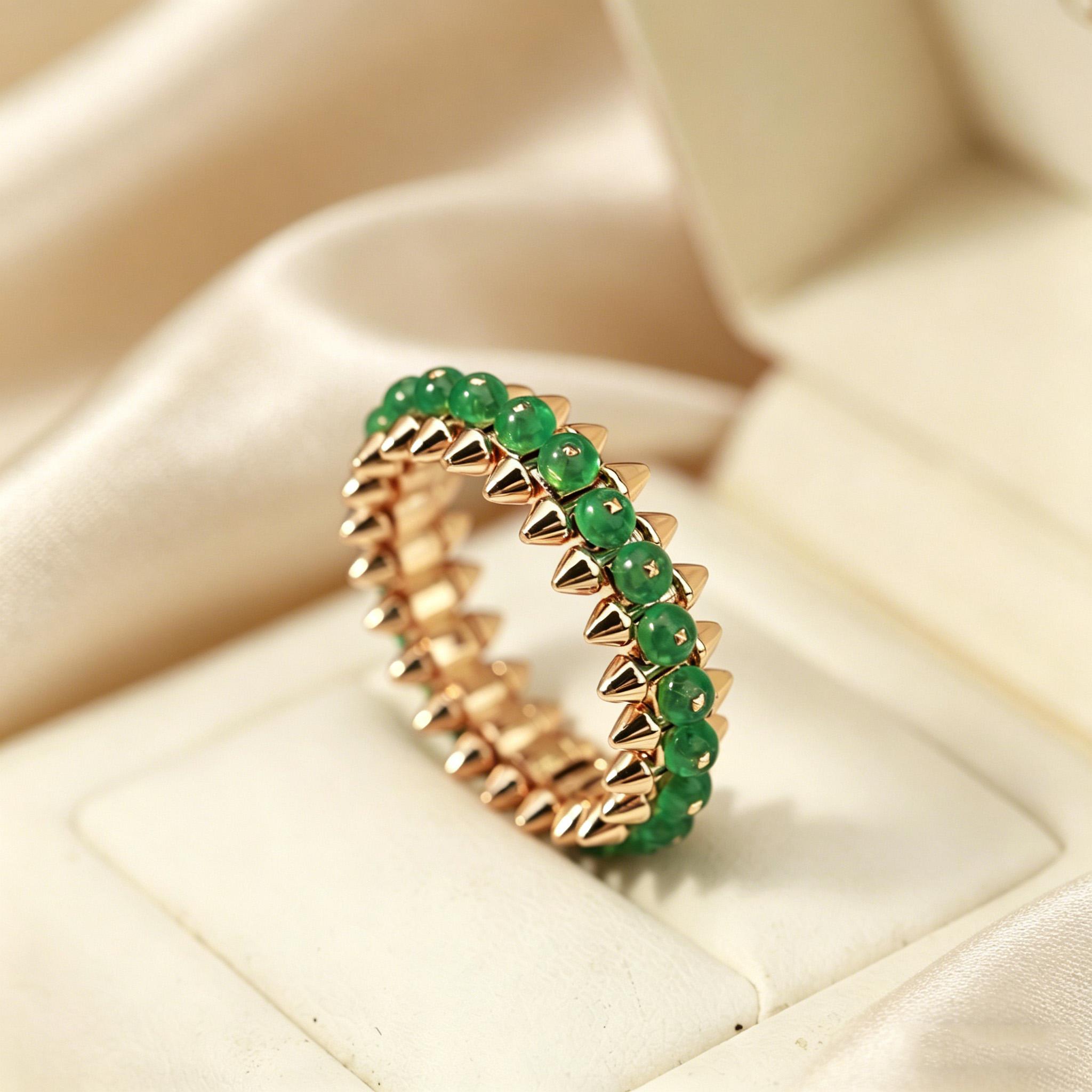 18K rose Gold color Green Agate Spike Ring for Women Gothic Punk Jewelry, Unique Statement Band Gift Unisex ring US6 розового золота
18K rose Gold color Green Agate Spike Ring for Women Gothic Punk Jewelry, Unique Statement Band Gift Unisex ring US6 розового золота