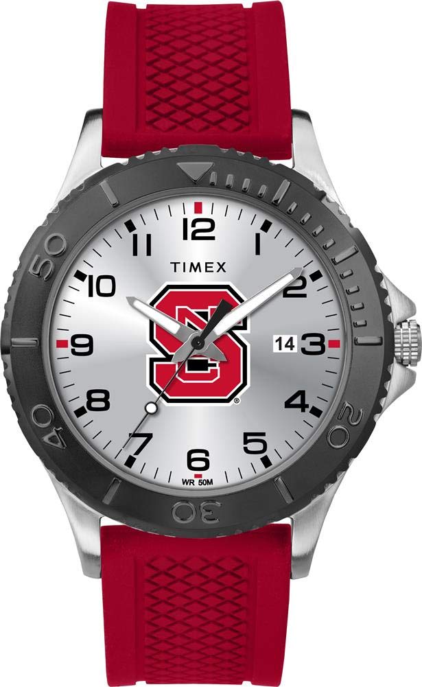 Timex Tribute Men s College Gamer 42mm Watch - NC State University Wolf Pack with Red Silicone Strap, NC State University Wolf Pack, Quartz Watch.
Timex Tribute Men s College Gamer 42mm Watch - NC State University Wolf Pack with Red Silicone Strap, NC State University Wolf Pack, Quartz Watch.