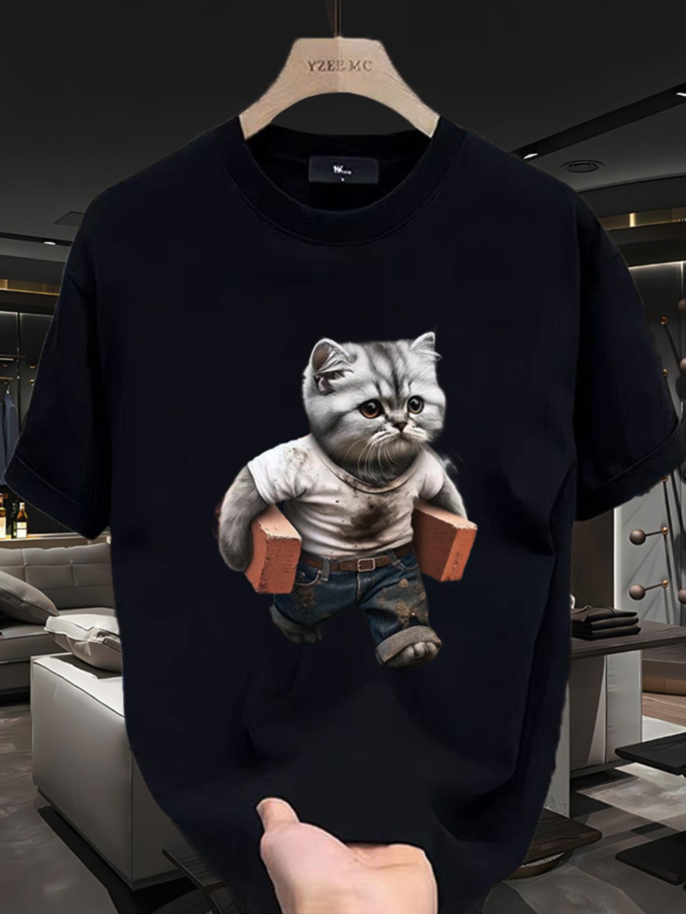 Men s summer 100% cotton fashionable casual loose sports fun cat and brick pattern printed round neck short sleeved T-shirt top 5XL різнокольоровий
Men s summer 100% cotton fashionable casual loose sports fun cat and brick pattern printed round neck short sleeved T-shirt top 5XL різнокольоровий